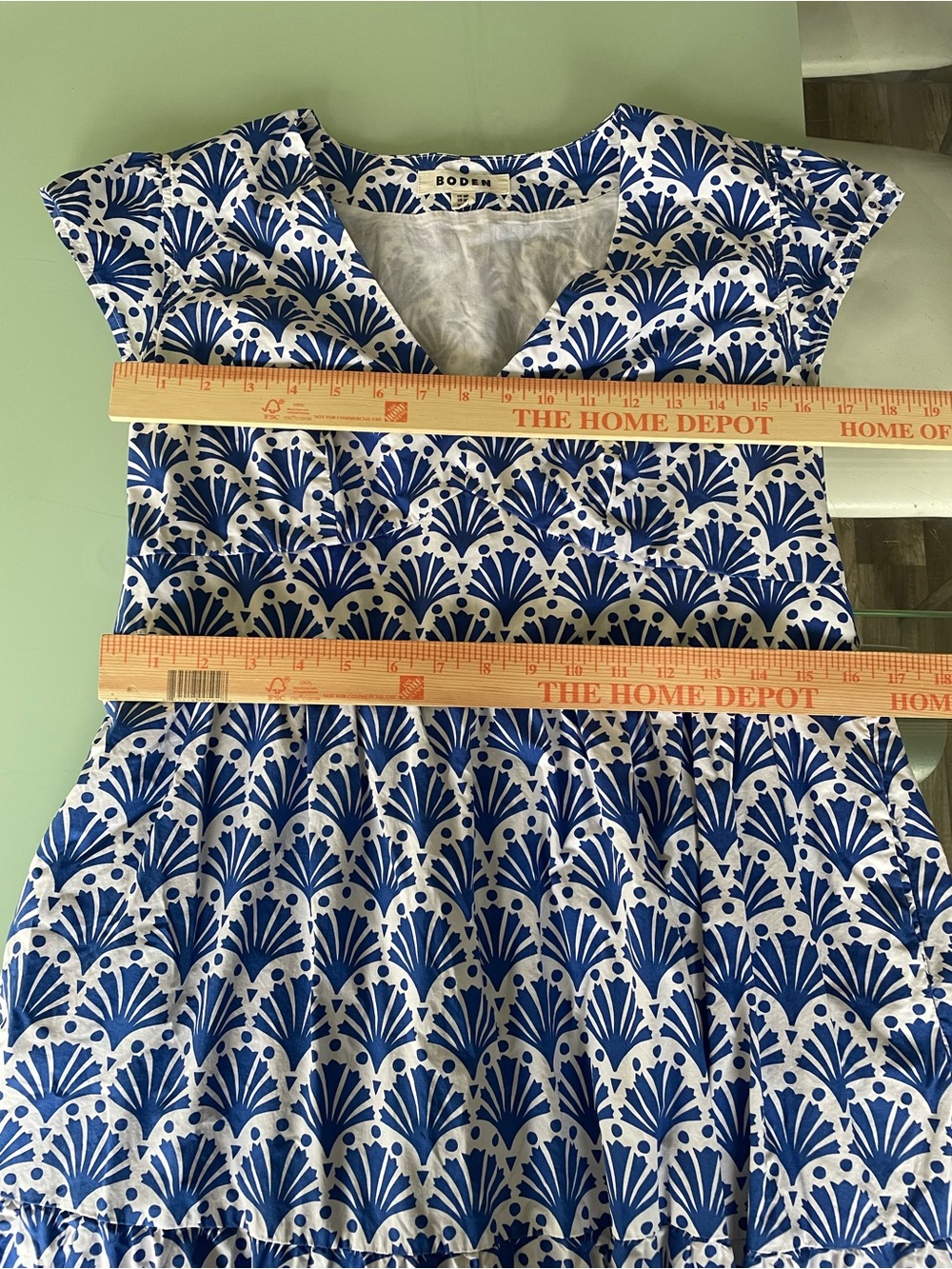 Boden Blue and White Printed Midi Dress - Picture 13 of 15
